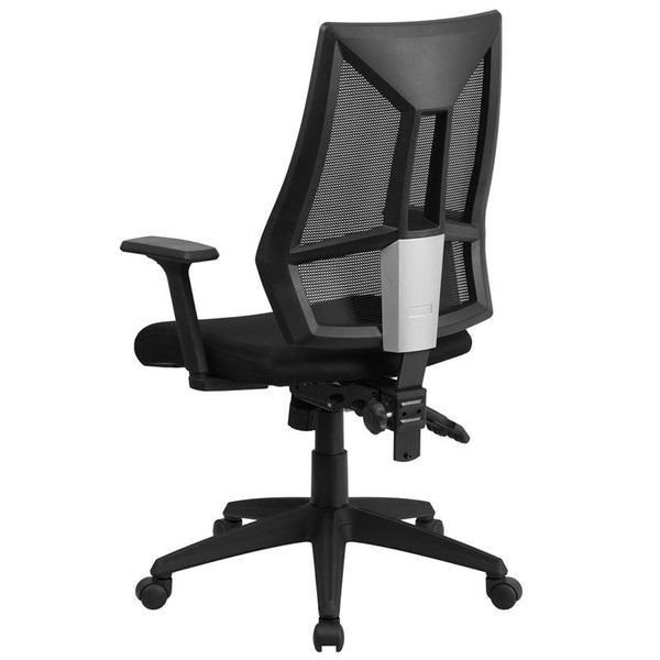 Flash Furniture High Back Black Mesh Multifunction Swivel Task Chair with Adjustable Arms - HL-0017-GG