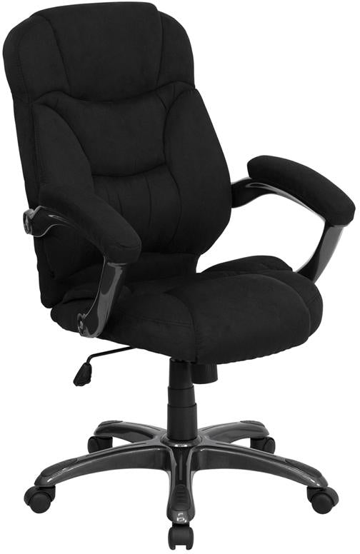 Flash Furniture High Back Black Microfiber Contemporary Executive Swivel Chair with Arms - GO-725-BK-GG