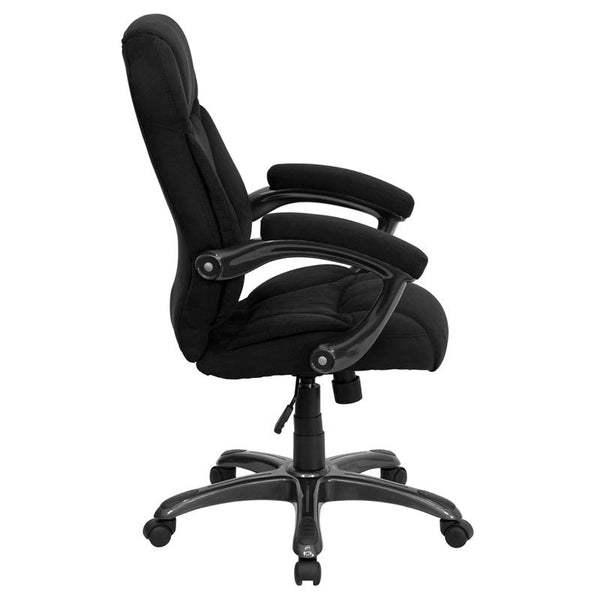 Flash Furniture High Back Black Microfiber Contemporary Executive Swivel Chair with Arms - GO-725-BK-GG