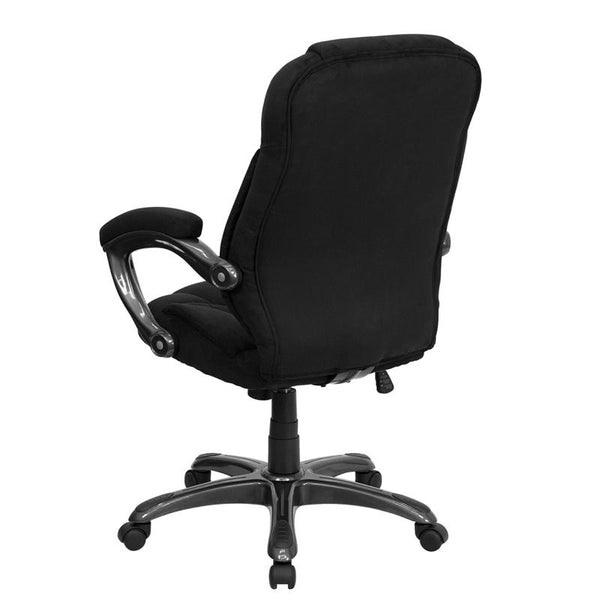 Flash Furniture High Back Black Microfiber Contemporary Executive Swivel Chair with Arms - GO-725-BK-GG