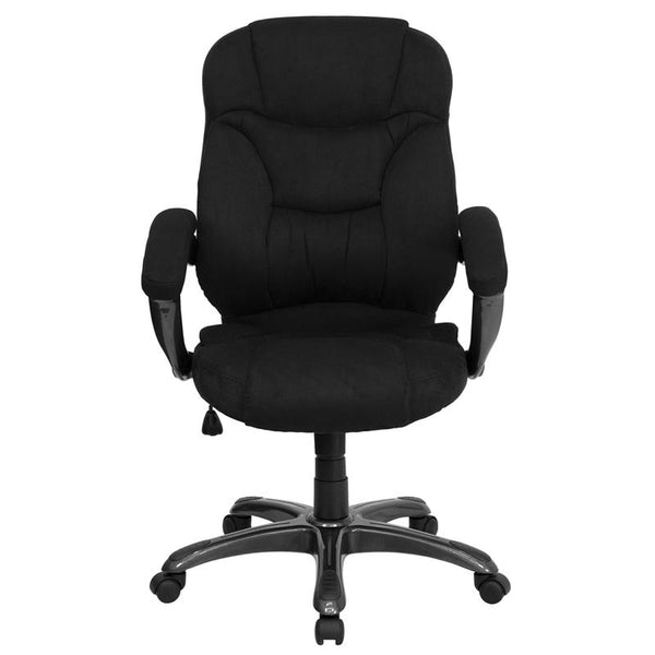 Flash Furniture High Back Black Microfiber Contemporary Executive Swivel Chair with Arms - GO-725-BK-GG