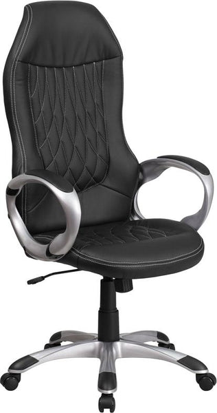 Flash Furniture High Back Black Vinyl Executive Swivel Chair with Arms - CH-CX0906H-BK-GG