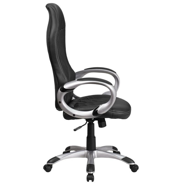 Flash Furniture High Back Black Vinyl Executive Swivel Chair with Arms - CH-CX0906H-BK-GG