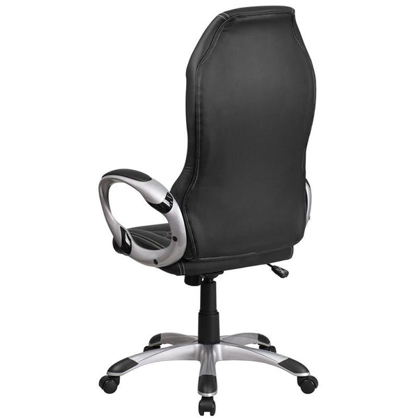 Flash Furniture High Back Black Vinyl Executive Swivel Chair with Arms - CH-CX0906H-BK-GG