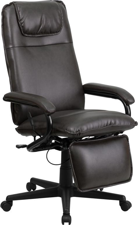 Flash Furniture High Back Brown Leather Executive Reclining Swivel Chair with Arms - BT-70172-BN-GG