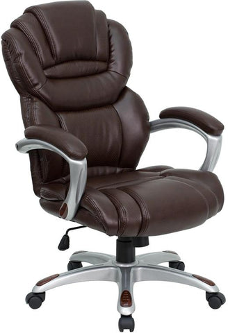 Flash Furniture High Back Brown Leather Executive Swivel Chair with Arms - GO-901-BN-GG