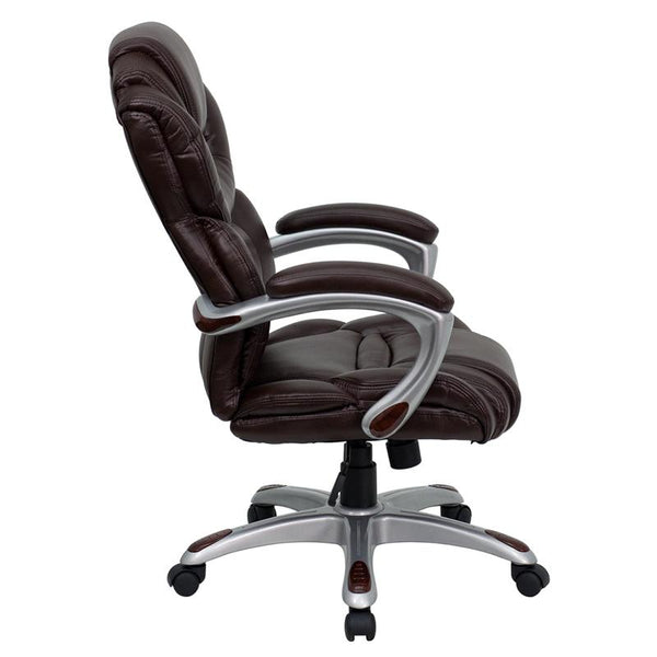 Flash Furniture High Back Brown Leather Executive Swivel Chair with Arms - GO-901-BN-GG