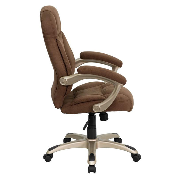 Flash Furniture High Back Brown Microfiber Contemporary Executive Swivel Chair with Arms - GO-725-BN-GG