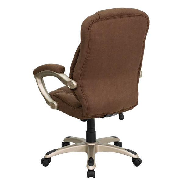 Flash Furniture High Back Brown Microfiber Contemporary Executive Swivel Chair with Arms - GO-725-BN-GG