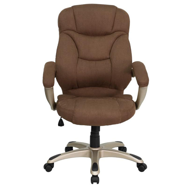 Flash Furniture High Back Brown Microfiber Contemporary Executive Swivel Chair with Arms - GO-725-BN-GG