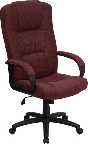 Flash Furniture High Back Burgundy Fabric Executive Swivel Chair with Arms - BT-9022-BY-GG