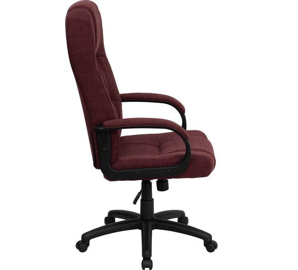 Flash Furniture High Back Burgundy Fabric Executive Swivel Chair with Arms - BT-9022-BY-GG
