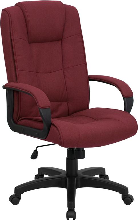 Flash Furniture High Back Burgundy Fabric Executive Swivel Chair with Arms - GO-5301B-BY-GG