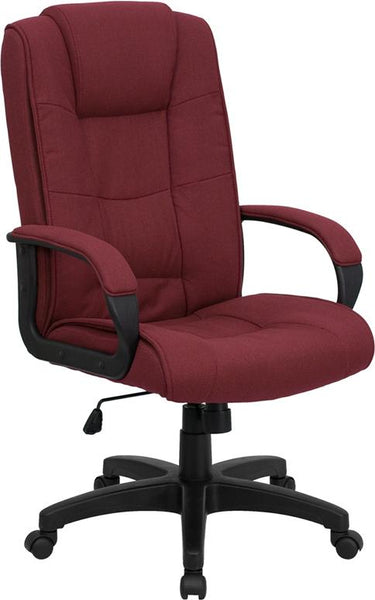 Flash Furniture High Back Burgundy Fabric Executive Swivel Chair with Arms - GO-5301B-BY-GG