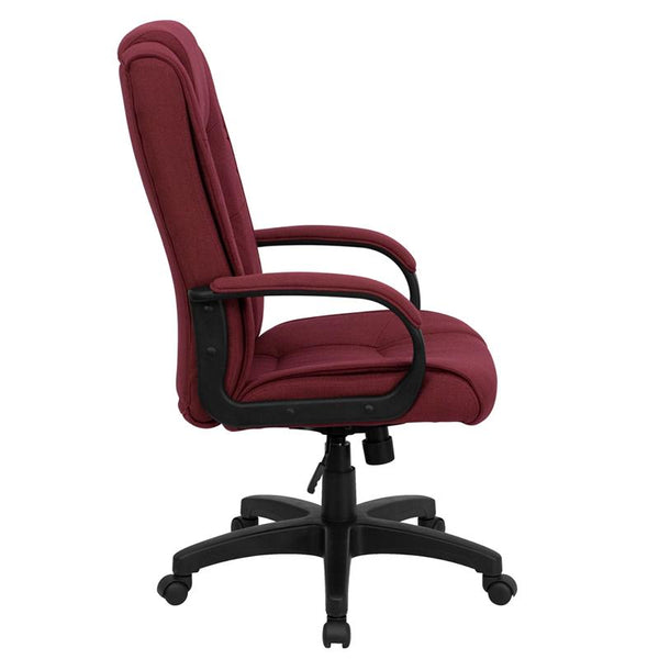 Flash Furniture High Back Burgundy Fabric Executive Swivel Chair with Arms - GO-5301B-BY-GG