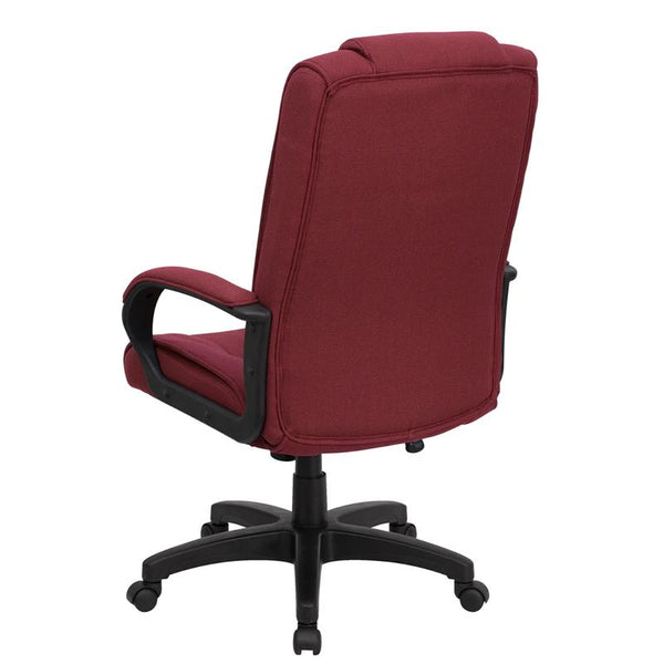 Flash Furniture High Back Burgundy Fabric Executive Swivel Chair with Arms - GO-5301B-BY-GG