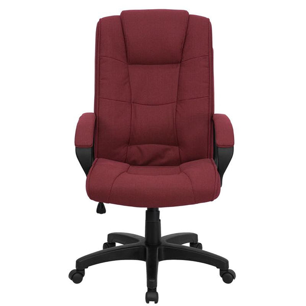 Flash Furniture High Back Burgundy Fabric Executive Swivel Chair with Arms - GO-5301B-BY-GG