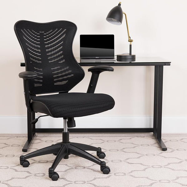 Flash Furniture High Back Designer Black Mesh Executive Swivel Chair with Adjustable Arms - BL-ZP-806-BK-GG
