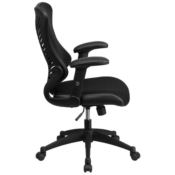 Flash Furniture High Back Designer Black Mesh Executive Swivel Chair with Adjustable Arms - BL-ZP-806-BK-GG