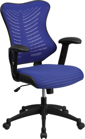 Flash Furniture High Back Designer Blue Mesh Executive Swivel Chair with Adjustable Arms - BL-ZP-806-BL-GG