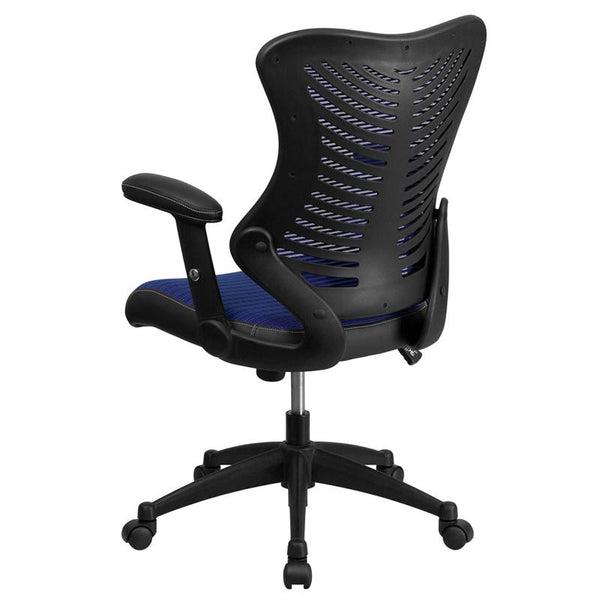 Flash Furniture High Back Designer Blue Mesh Executive Swivel Chair with Adjustable Arms - BL-ZP-806-BL-GG