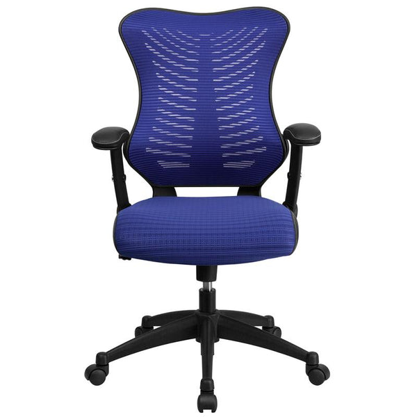 Flash Furniture High Back Designer Blue Mesh Executive Swivel Chair with Adjustable Arms - BL-ZP-806-BL-GG