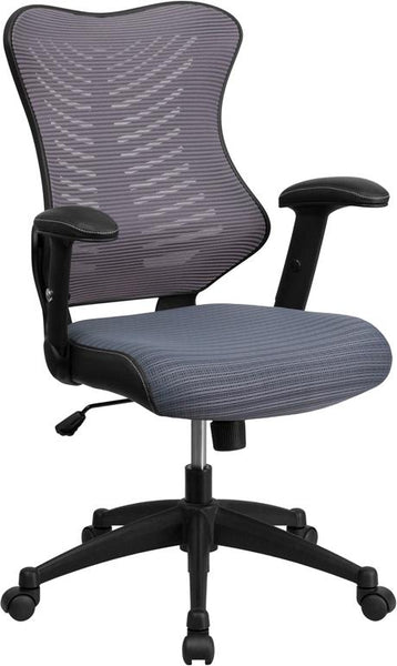 Flash Furniture High Back Designer Gray Mesh Executive Swivel Chair with Adjustable Arms - BL-ZP-806-GY-GG