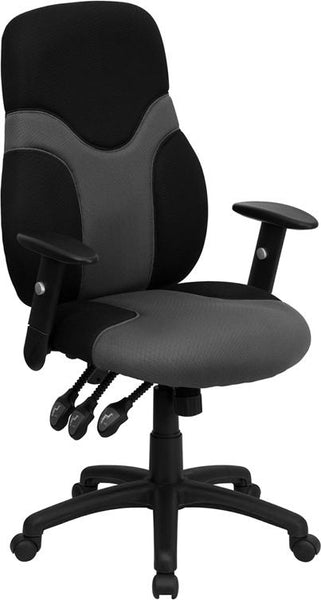 Flash Furniture High Back Ergonomic Black and Gray Mesh Swivel Task Chair with Adjustable Arms - BT-6001-GYBK-GG