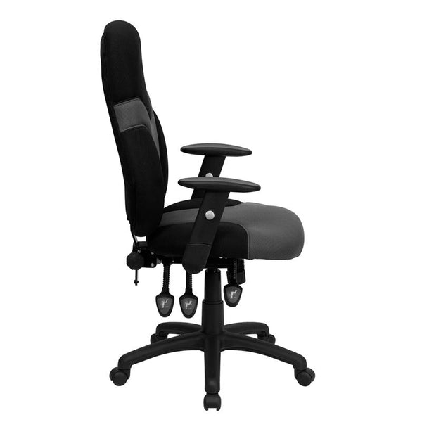 Flash Furniture High Back Ergonomic Black and Gray Mesh Swivel Task Chair with Adjustable Arms - BT-6001-GYBK-GG