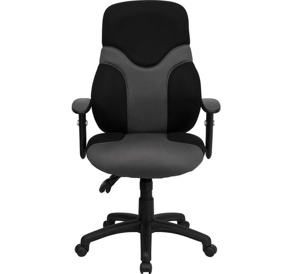 Flash Furniture High Back Ergonomic Black and Gray Mesh Swivel Task Chair with Adjustable Arms - BT-6001-GYBK-GG