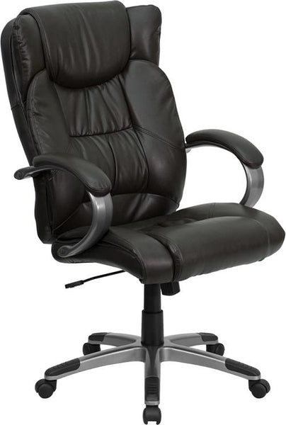 Flash Furniture High Back Espresso Brown Leather Executive Swivel Chair with Arms - BT-9088-BRN-GG
