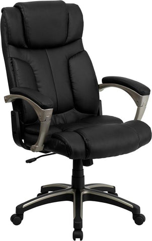 Flash Furniture High Back Folding Black Leather Executive Swivel Chair with Arms - BT-9875H-GG