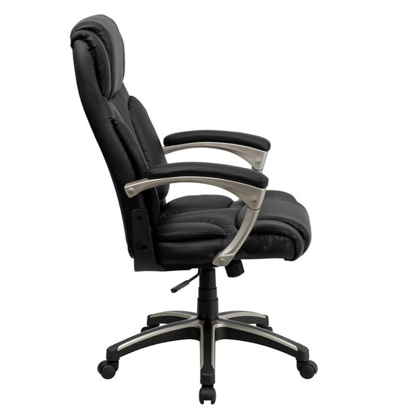 Flash Furniture High Back Folding Black Leather Executive Swivel Chair with Arms - BT-9875H-GG