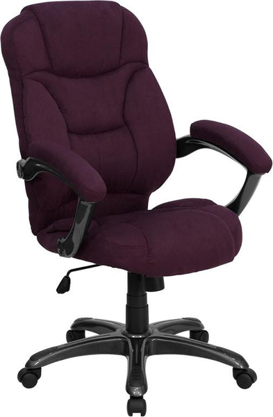 Flash Furniture High Back Grape Microfiber Contemporary Executive Swivel Chair with Arms - GO-725-GRPE-GG