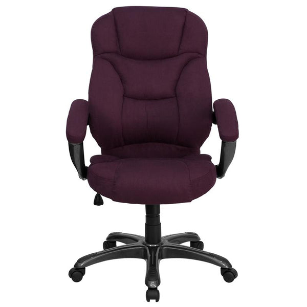 Flash Furniture High Back Grape Microfiber Contemporary Executive Swivel Chair with Arms - GO-725-GRPE-GG