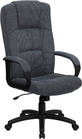 Flash Furniture High Back Gray Fabric Executive Swivel Chair with Arms - BT-9022-BK-GG