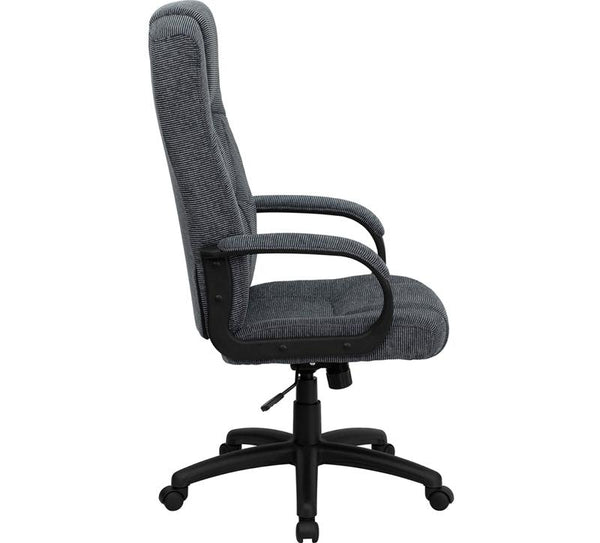 Flash Furniture High Back Gray Fabric Executive Swivel Chair with Arms - BT-9022-BK-GG