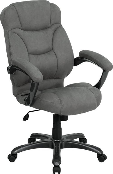 Flash Furniture High Back Gray Microfiber Contemporary Executive Swivel Chair with Arms - GO-725-GY-GG