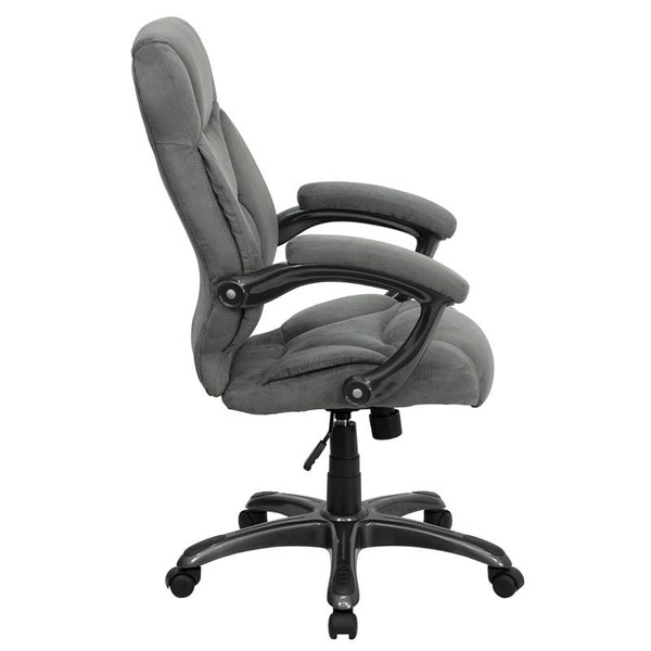 Flash Furniture High Back Gray Microfiber Contemporary Executive Swivel Chair with Arms - GO-725-GY-GG