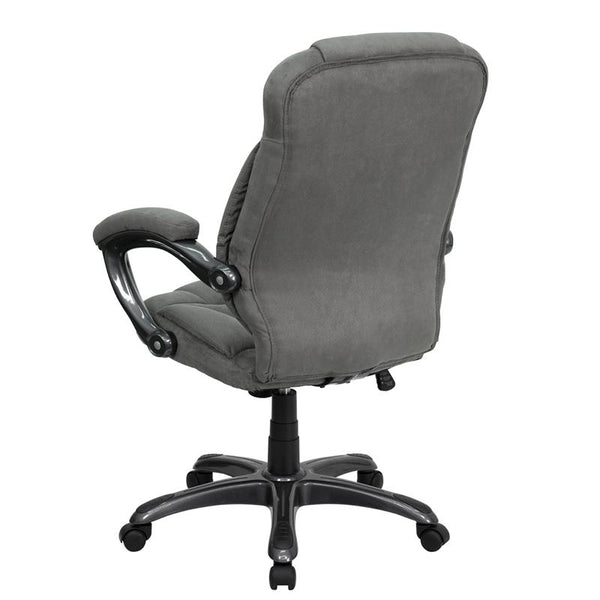 Flash Furniture High Back Gray Microfiber Contemporary Executive Swivel Chair with Arms - GO-725-GY-GG