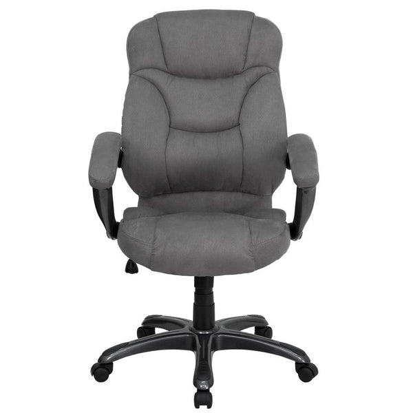 Flash Furniture High Back Gray Microfiber Contemporary Executive Swivel Chair with Arms - GO-725-GY-GG