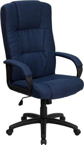 Flash Furniture High Back Navy Blue Fabric Executive Swivel Chair with Arms - BT-9022-BL-GG