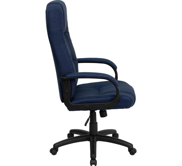 Flash Furniture High Back Navy Blue Fabric Executive Swivel Chair with Arms - BT-9022-BL-GG