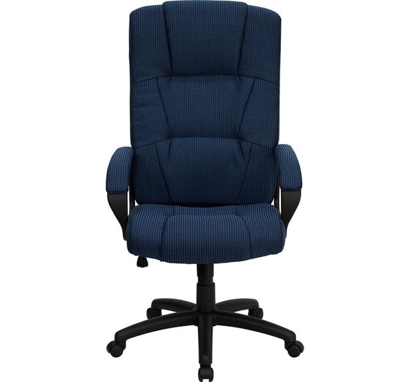 Flash Furniture High Back Navy Blue Fabric Executive Swivel Chair with Arms - BT-9022-BL-GG