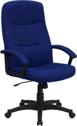 Flash Furniture High Back Navy Blue Fabric Executive Swivel Chair with Two Line Horizontal Stitch Back and Arms - BT-134A-NVY-GG