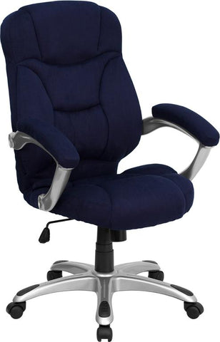 Flash Furniture High Back Navy Blue Microfiber Contemporary Executive Swivel Chair with Arms - GO-725-NVY-GG