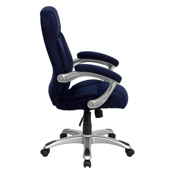 Flash Furniture High Back Navy Blue Microfiber Contemporary Executive Swivel Chair with Arms - GO-725-NVY-GG