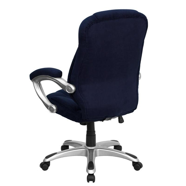 Flash Furniture High Back Navy Blue Microfiber Contemporary Executive Swivel Chair with Arms - GO-725-NVY-GG