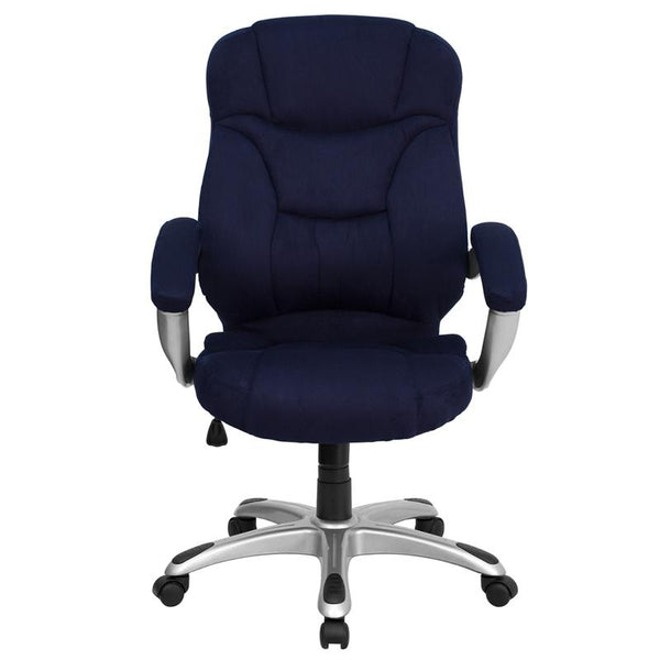 Flash Furniture High Back Navy Blue Microfiber Contemporary Executive Swivel Chair with Arms - GO-725-NVY-GG