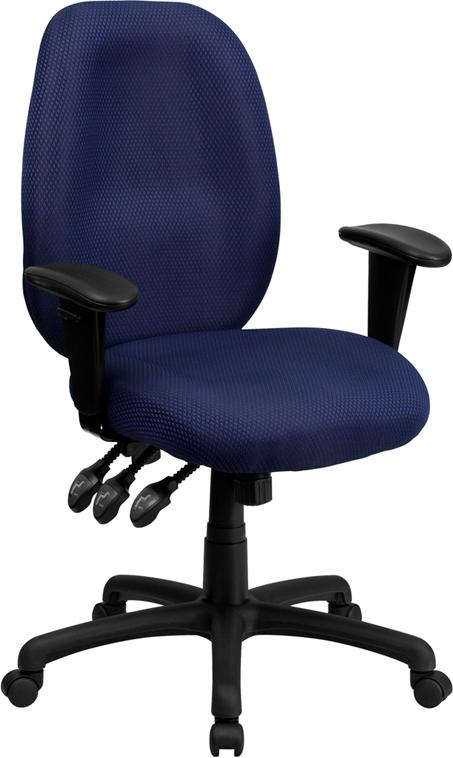 Flash Furniture High Back Navy Fabric Multifunction Ergonomic Executive Swivel Chair with Adjustable Arms - BT-6191H-NY-GG